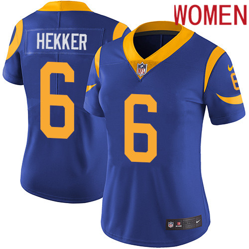 2019 Women Los Angeles Rams #6 Hekker blue Nike Vapor Untouchable Limited NFL Jersey->women nfl jersey->Women Jersey